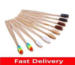 Natural Bamboo Handle Toothbrush Rainbow Colorful White Soft Brush Bamboo Toothbrush Environmental Oral Care For Home el Travel1478537