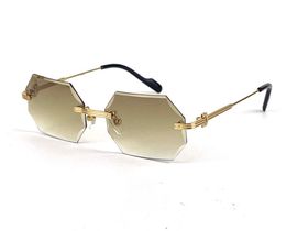 Sunglasses new retro Piccadilly square crystal cut lens glasses 0286 frameless lock buckle legs fashion and simple design uv400 li8443937