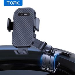 Car Holder TOPK car phone holder universal dashboard car clip GPS holder car mobile phone support car iPhone Samsung T240509