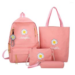 Backpack 4Pcs/Set Women School Backpacks Schoolbag Daisy Canvas For Teenagers Girls Student College Book Bag Boys Satchel Bolsas Mochilas