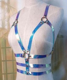 Belts Women Laser Transparent PVC Caged Bra Body Harness Belt Sexy Waist Female Holographic2590307