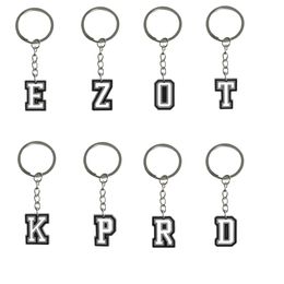 Keychains Lanyards Black Letters Keychain Cute Sile Key Chain For Adt Gift Kids Party Favors Couple Backpack Chains Women Keyring Suit Otrdv