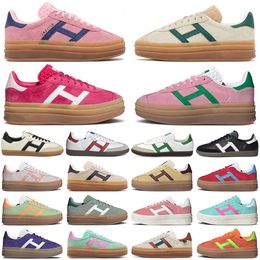 2024 Womens Platform Bold Designer Casual Shoes Cream Collegiate Green Suede Leather Pink Glow Gum White Black Red Super Pop Flat Trainers Plate-forme Woman Sneakers