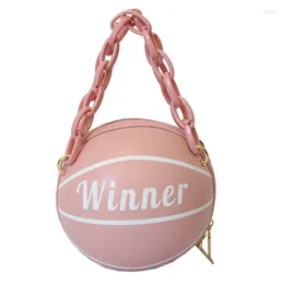 Bag Basketball Type Single Shoulder Women's 2024 Style Slung Fashion Solid Color Printing Small Round