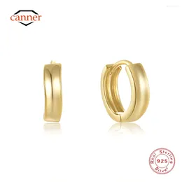 Hoop Earrings CANNER 925 Sterling Silver Classic For Women 18K Gold Round Circle Earring Zircon Piercing Earings Fine Jewellery