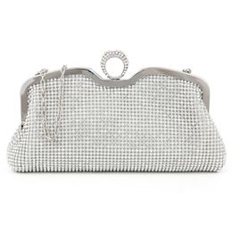 New Fashion Women Clutch Bags Diamonds Finger Ring Evening Bags Crystal Wedding Bridal Handbags Purse Bags Black Gold Silver 2180