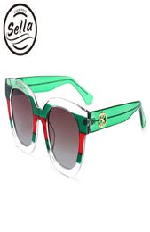 Sella High Quality Fashion Hit Color Transparent Stipe Frame Polarized Sunglasses Brand Designer Popular Women Cateye Sun Glass C15739594