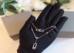 100 925 Sterling Silver Jewelry Slide cz zircon Stone moving necklace Pendant For Women fashion Double chain mobile single diamon8218181