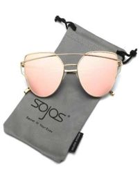 SOJOS Sunglasses Women Men Cat Eye Accessories Sun Glasses Fashion Brand New TwinBeams Pink Sun glasses oculos de sol 10018630781