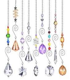 Crystal Sun Catchers Garden Decoration with Chain Colourful Glass Pendants Hanging Beaded Prism Ornament Window Patio Party Decor R9916205