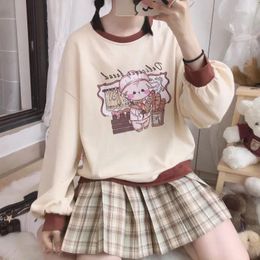 Women's Hoodies Women Cute Style Crew Neck Long Sleeve Loose Tops Kawaii Anime Sweatshirt Soft Girl Pullover 2024 Female Fashion Korean