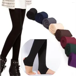 Women Socks Women's Autumn Winter Thick Warm Legging Trample Feet Leggings Female Solid Colour Brushed Lining Stretch Fleece Pants