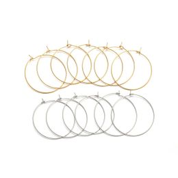 Components 20pcs/lot Gold Stainless Steel Big Circle Wire Hoops Loop Earrings High Quality for Diy Dangle Earring Jewelry Making Supplies