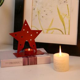 Candle Holders Five-pointed Star Holder Iron Candlestick Decoration Red Pentagram Christmas Gift White Pot Vase Wedding
