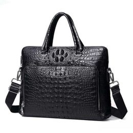 Luxury Design Mens Briefcase Genuine Leather Laptop Document Case Fashion Attache Messenger Bag Tote Portfolio Black Crocodile LJ201012 303W