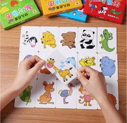 32Pcs Toddler Matching Card Early Montessori Education Puzzle Toys Cartoon Jigsaw Animal Colour Shape Cognitive Training Gifts