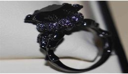 Victoria Wieck Cool Vintage Jewellery 10KT Black Gold Filled black AAA Cubic Zirconia Women Wedding Skull Band Ring Gift Size511 219847668