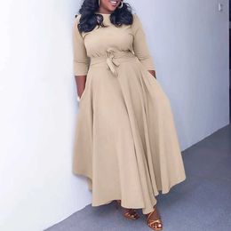 Plus size Dresses New Fashion fall winter plus size african womens clothing casual sold Colour o-neck maxi dress elegant ladies dresses Y240510