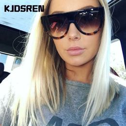 KJDSREN Brand 2020 Sunglasses Women Gradient Lens Black Leopard Flat Top Oversized Shadow Shield Ladies Sun glasses Shade Oculos 258c