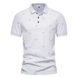 Men's Polos New mens summer T-shirt Business casual cool breathable sports shirt Mens slim fit short sleeved printed polo Q240509