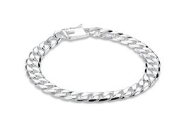 8MM side chain hand chain male money sterling silver plated bracelet men and women 925 silver bracelet SPB2271073777