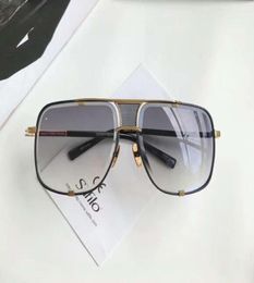 Men Square 2087 Sunglasses Gold Black Frame Grey Gradient Lens Sonnenbrille Fashion sunglasses Gafas de sol New with box9860723