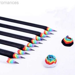 Pencils 6 pencils/batch Hb Rainbow Pencil Stationery Project Drawing Supplies Cute Pencil School Basswood Office School Gift d240510