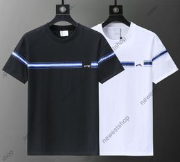Men designer Tee t shirt 24ss Italy blue letter print short sleeve t shirt women cotton Leisure tshirts stripe printed t-shirt M-XXXL