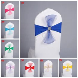 Bowknot High Elastic Chair Covers Hotel Banquet Chair Back Flower Decor Cover Chairs Decoration Straps Wedding Supplies TH1437