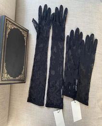 Black Tulle Gloves For Women Designer Ladies Letters Print Embroidered Lace Driving Mittens for Women Ins Fashion Thin Party Glove6415819