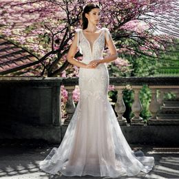 Charming Mermaid Wedding Dresses Lace Appliques Straps Sleeveless Backless Bridal Gowns Sexy Long Summer Boho Vestido De Novia 2024