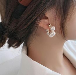 Stud Minimalist Pearl Earrings Red White Temperamental Jewelry Geometry Circle Round Bijoux Korean Brincos 20212943867