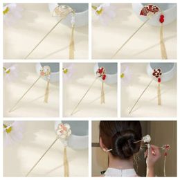 Hair Clips Chinese Style Flower Stick Exquisite Tassel Fork Pearl Chopsticks Fan Shape Hanfu Daily