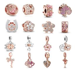 New 925 Sterling Silver Fashion Pendant for Original Jewelry Exquisite Rose Gold Lucky Clover Pendant Flower Collection Beads2898593