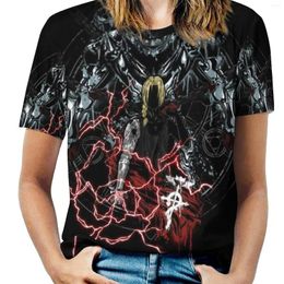 Women's T Shirts Fullmetal Graffiti Woman'S T-Shirt Spring And Summer Printed Crew Neck Pullover Top Alchemist