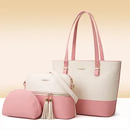 Shoulder Bags Women Elegant Leather 3pcs Set Single / Slant Handle Bag Decorative Girl Zipper Handbags Composite