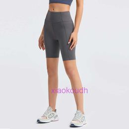 Lu Woman Biker Hotty Hot Merillat 2024 Brushed Nude Quarter Yoga Pants Running Sports Side Pocket Shorts