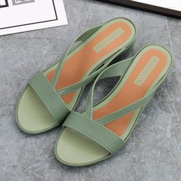 Slippers Women's Sandals 2024 Fashion Crossover Wedge Platform Wearing Set Feet Casual Beach