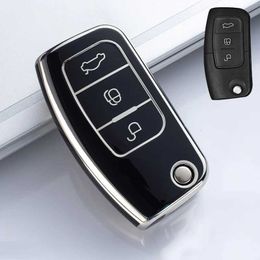 Car Key TPU Car Remote Key Case Cover Shell For Ford Fiesta Focus 2 Ecosport Kuga Escape Falcon B-Max C-Max Eco Sport Galaxy Accessories T240509