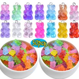 1050pcs Candy Color Gummy Mini Bear Charms Pendant for Making Cute Earrings Necklace DIY Creative Jewelry Finding 240507