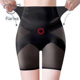 Waist Tummy Shaper Flarixa Womens and Abdominal Control Underwear Weight Loss Crossover Shape Mesh Hip Lift Pants Q240509