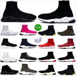 Designer speed clearsole Paris Socks shoes Triple Black White S Red Beige Casual Sneakers Trainers Mens Women Knit Boot Ankle Booties Platform Shoe