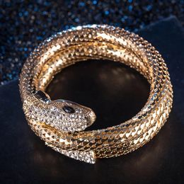 Creative Punk Gold Colour Snake Bangle Retro Club Snake Spiral Bracelet Upper Arm Cuff Armlet Armband Bangle Jewellery Gifts 240510