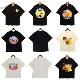 2024 Trend Designer Summer Fashion Trends International Rhude Spring/summer New Mens Oversize Anime Cartoon Letter Couple Short Sleeve