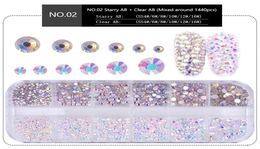 NA053 1 Box Multi Size Crystal Nails Decorations Acrylic Round Colorful Glitters Rhinestones DIY Nail Art Accessoires 1440pcs7099588