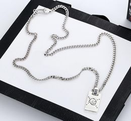 Europe America Retro Men Lady Women Silver Plated Long Chain Necklace With Engraved G Initials Skull Ghost Specter Square1062835