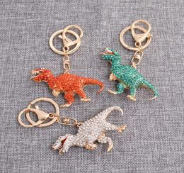 Metal Cute RhinestoneCrystal DinosaurKeychain Metal SequinsAnimal DriveSafeKey Chain Keyrings Women Car Bag Pendant Jewellery G4062953