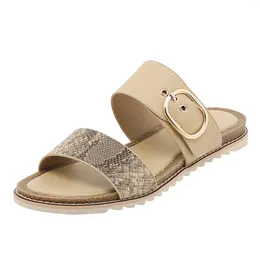 Slippers Summer Girls Flat Bottom Metal Buckle Casual FASHION Glitter Shoes Sparkly Sandals For Women Wide Shower Slide