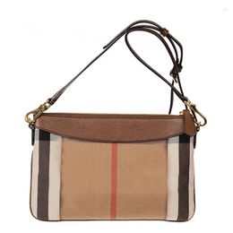 Shoulder Bags Holding A Women's Bag Classic Canvas Plaid One-shoulder Oblique Hit The Colour Matching Leather Envelope