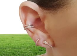 Whole Cute Star Earring Arround Ear Wire Micro Pave Sparking Cz Cute Star Stud for Girl Women Christmas Gift 20217553353